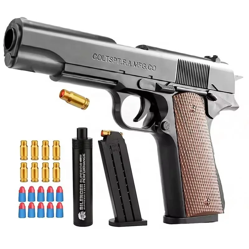 In Stock 1911 Shell Ejecting Soft Bullet Toy Gun For Adults Kids Foam Darts Blasters Small Pistol Toy Gun