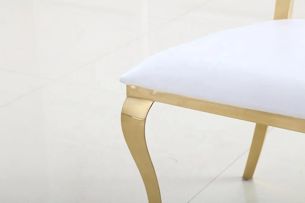 
Luxury Interior Design Floral Banquet Hotel Dining Chair Gold Stainless Steel Event Rental Wedding Chairs 