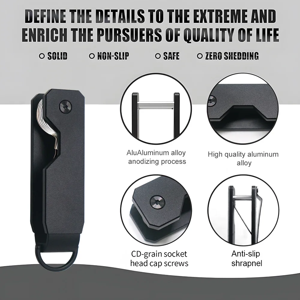 New Fashion Factory Wholesale luxury Design Minimalist Aluminum Key Holder Case Portable Compact Pocket Foldable Key Card Clip