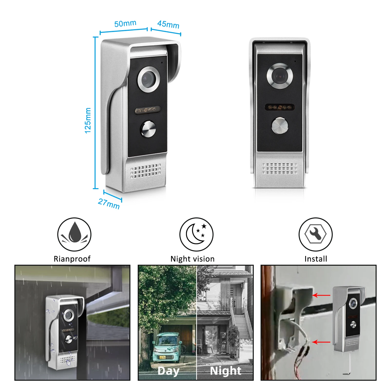 7 inch touch monitor visual intercom door phone system 4 wires video doorbell camera video door phone intercom system