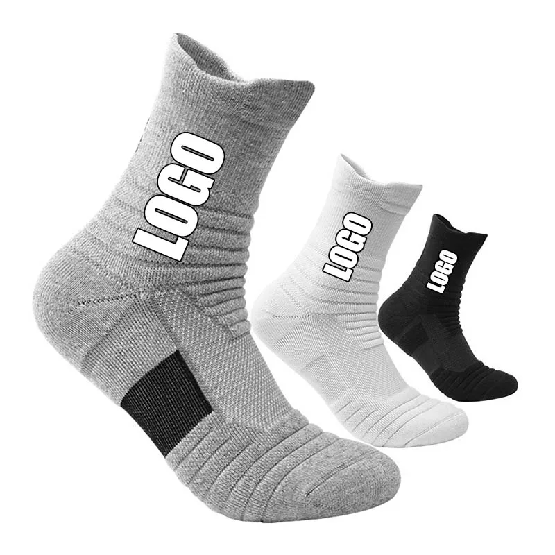 Wholesale Manufacturer High Quality Knit Embroidered Crew Sock Custom Logo Sports Athletic Cycling Terry Basketball Socks