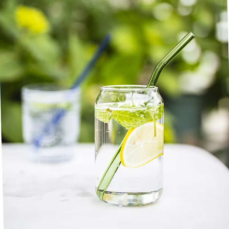 200x8mm Reusable Glass Straws Eco Borosilicate Clear Colorful Glass Straws for Cocktail Juice