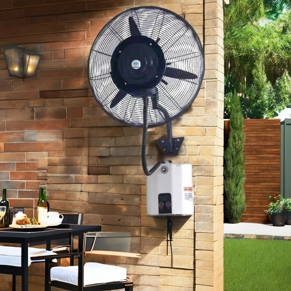 20-Inch Electric Industrial Metal Wall Mounted Spray Fan Mechanical Control for Outdoor Household Garage Use Water Mist Fan