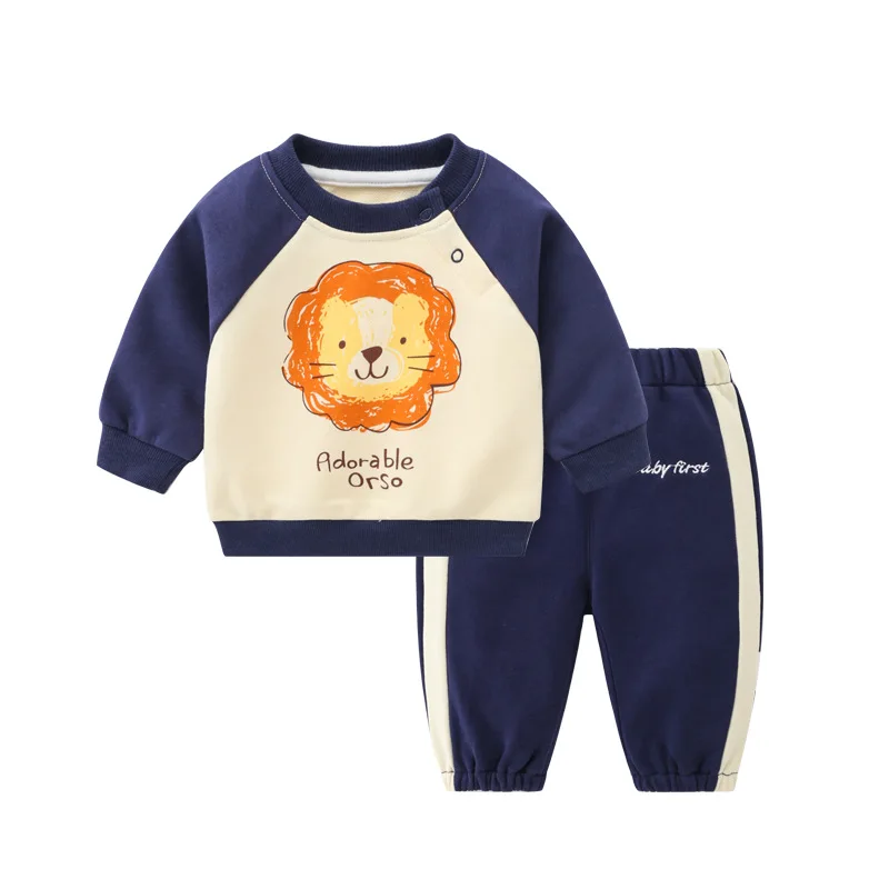 Fall Kids Two Piece Clothing Set Cotton Daily Hoodies Trousers Boys Girls Sweatshirts Clothing Set 2022