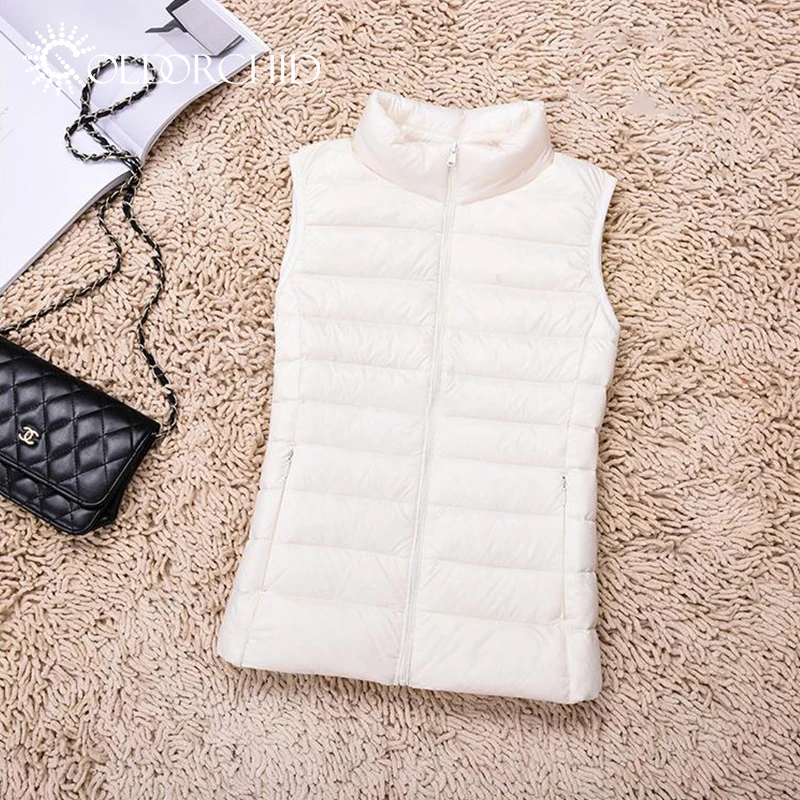 Wholesale Sleeveless Customized Logo Women down vest light duck winter down jacket