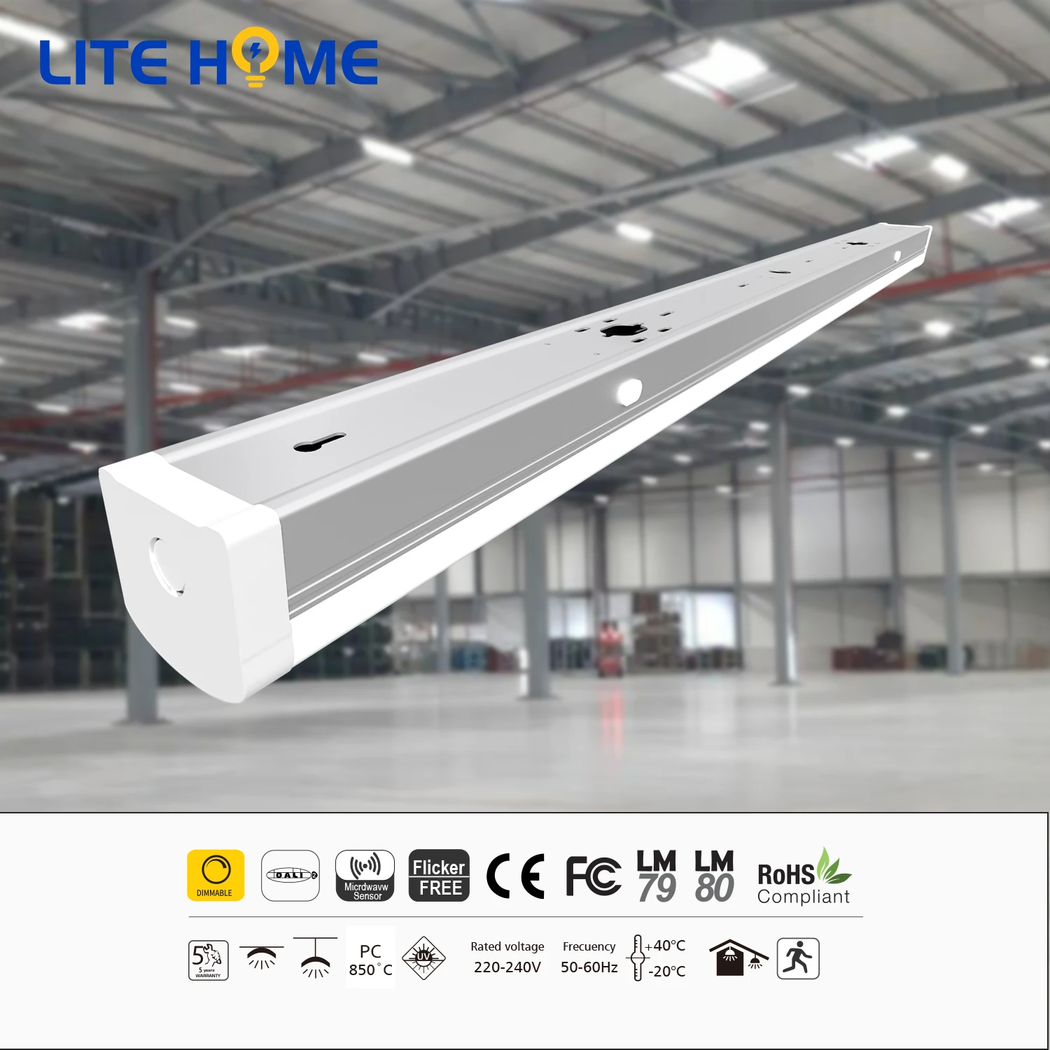 Indoor 2ft 4ft 5ft Linkable Ceiling LED Low Profile Flush Mount Ceiling Strip LED Linear Strip Light LED Batten Light