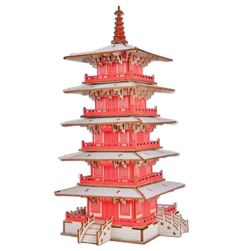 
Direct wholesale good quality diy wooden jigsawsJG hanshan temple 3d building puzzle 