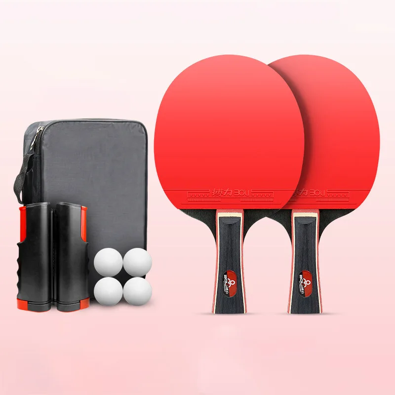 YoungJoy BOER T07 Beginner 2 bats 4 ball 1net 7 layer pure wood training practice ping pang Table tennis racket set