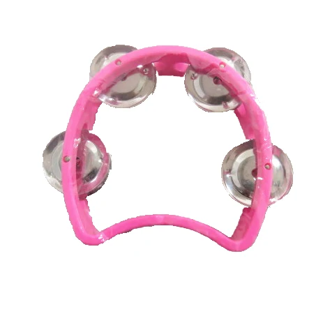 DF101 musical baby plastic tambourine logo printed mini pink tambourine for child