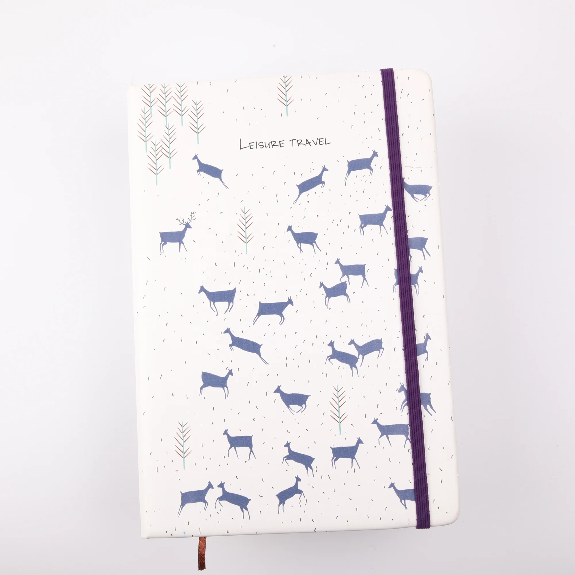 pu leather uv printing design hardcover notebook with elastic band lined pages wholesale writing journal