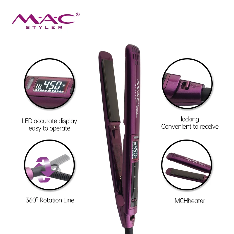 Private Label Professional 2 in 1 Curly and Straight Ceramic Coating Plate Flat Iron Hair Straightener