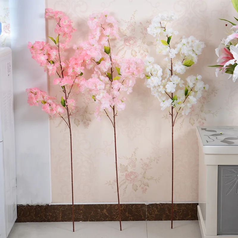 2024 Artificial White Pink Color Cherry Blossom Branches For Wedding Centerpieces Arch Tree Tall Vases