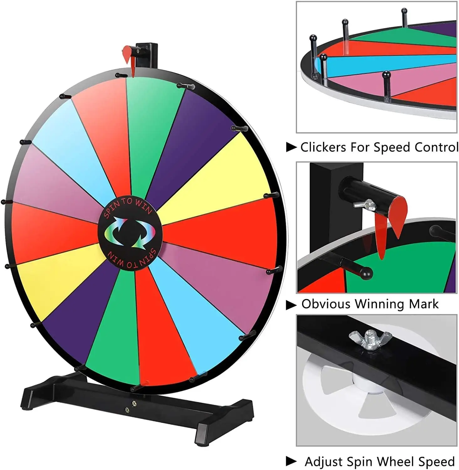 Spinning Prize Wheel Tabletop Color 14 Slots Spinning Wheel  Editable Carnival Fortune Spin to Win Casino Trade Show