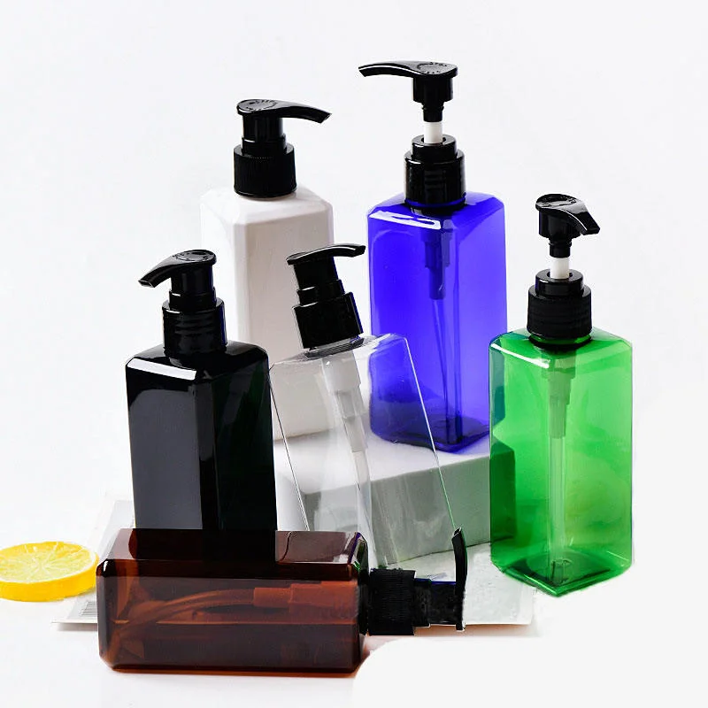 Empty square lotion bottles 100ml 150ml 200ml 250ml 300ml 500ml PET lotion bottle pump