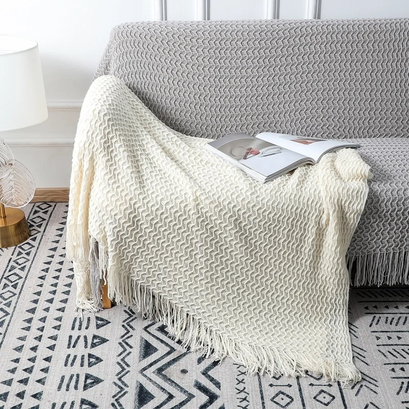 White 100% Cotton Blanket Woven Hospital Square Adults Wearable Hotel  Plain Dyed Thread Blanket/towel Blanket