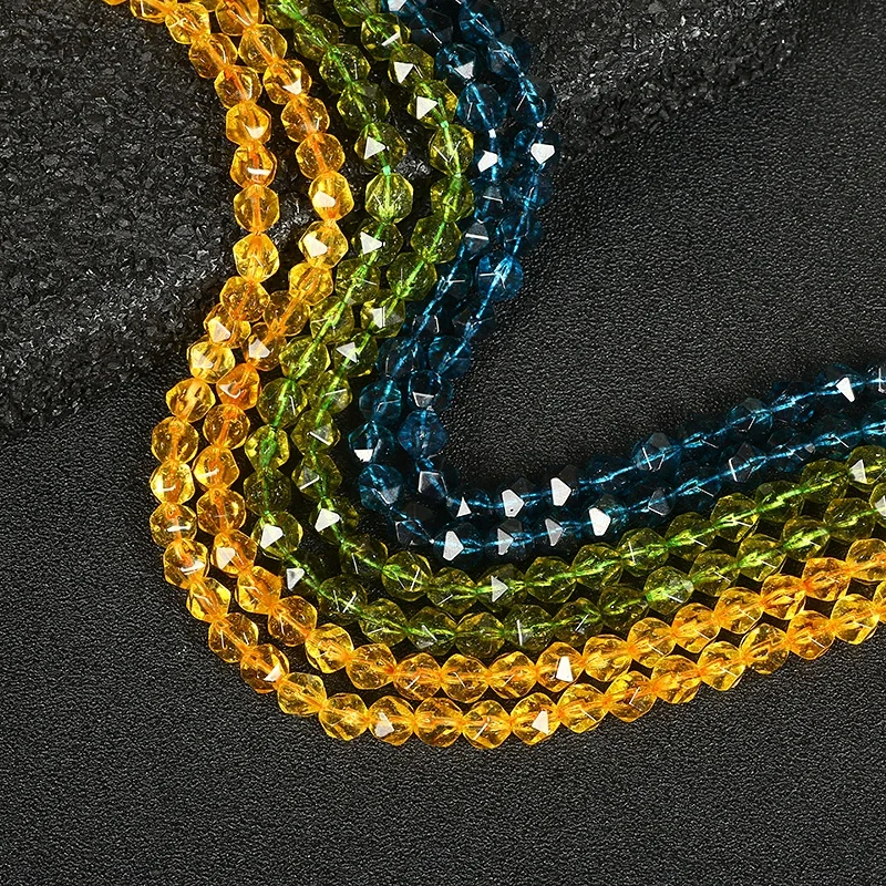 Wholesale Blue Crystal Faceted Super Seven Olive Transparent Irregular Topaz Quartz Loose Beads Crystal