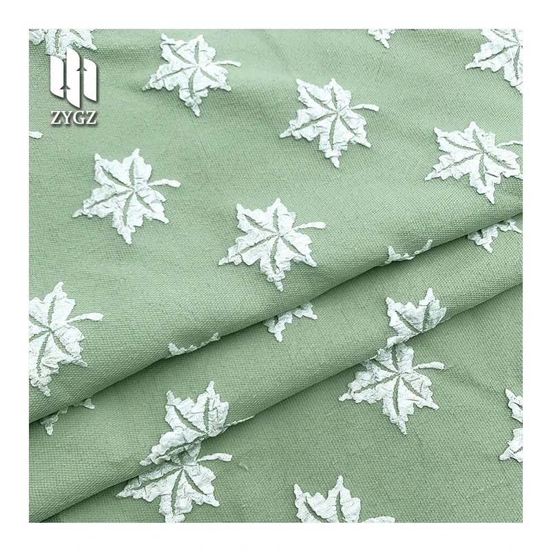 95% Polyester 5% Spandex Fashion Design Embroidery 3D Relief Maple leaf Jacquard Fabrics For Clothing Dresses Bags