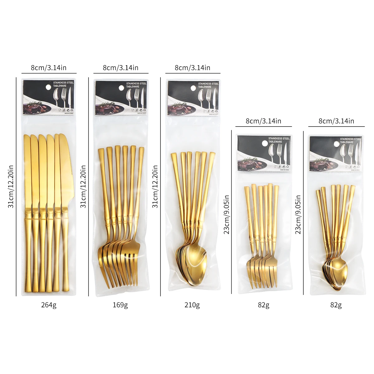 Stainless Steel Tableware Set PVC Bag Small Waist 6 Pieces Of Western Steak Knife Fork And Spoon