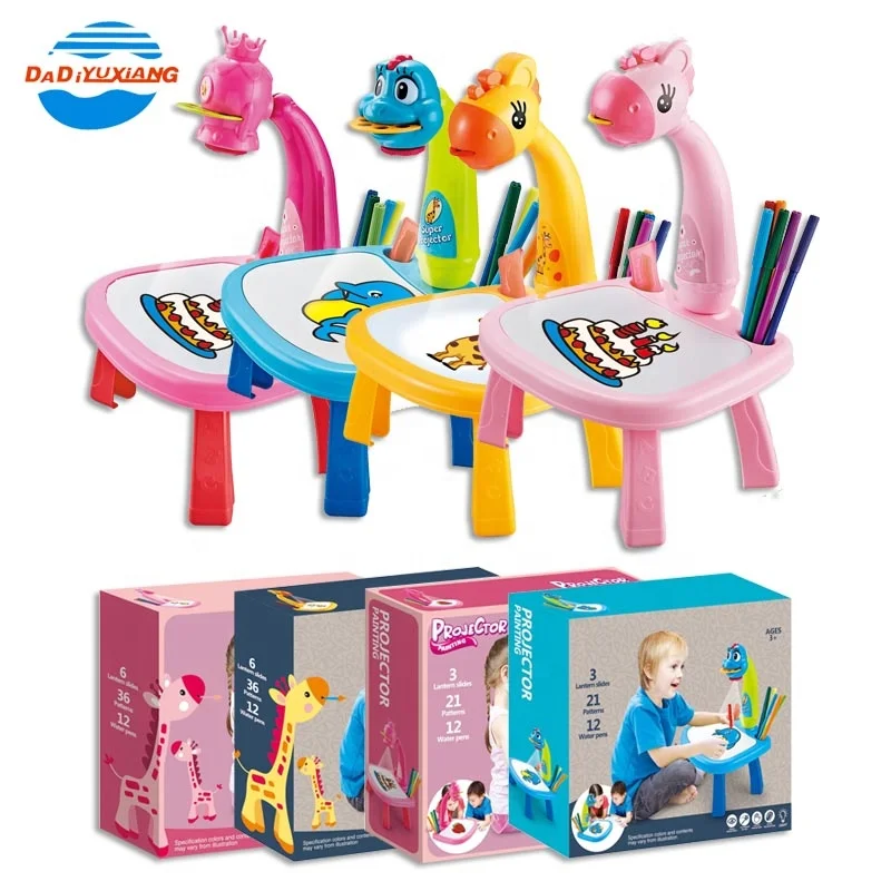 DADI Factory STEM Educational Animal Kids Drawing Table Toys Drawing Board Children LED Projector ART Drawing Table Toys Kids