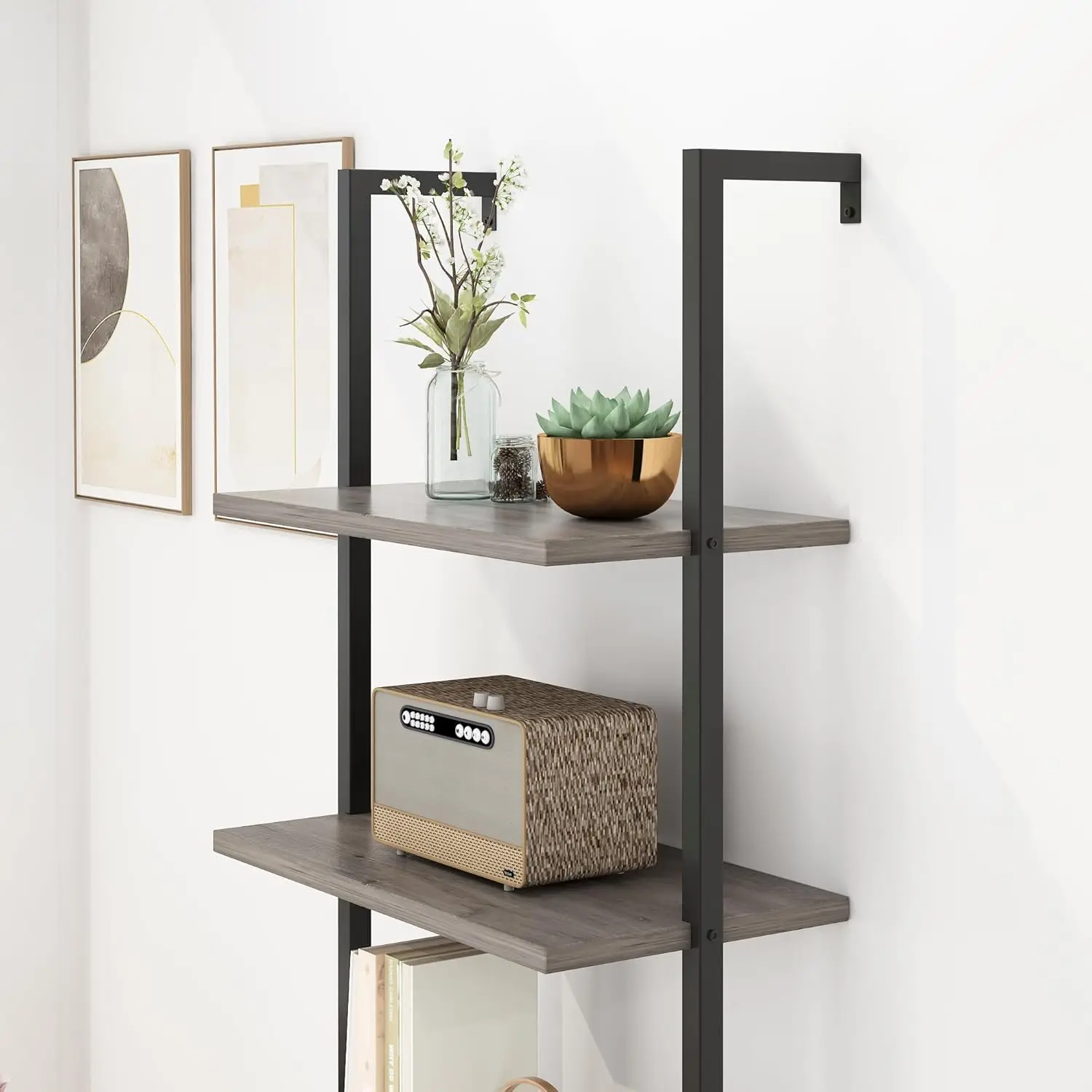 Modern bookcase wall mounted Furniture Living Room Ladder Shelf 5 Tier Wall Mounted Book Rack Nordic Bookshelf Shelves Bookcase