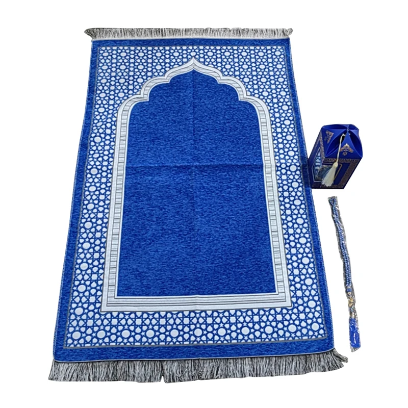 Portable travel prayer mats islamic prayer rugs gift set for Middle East market Rosary set gift
