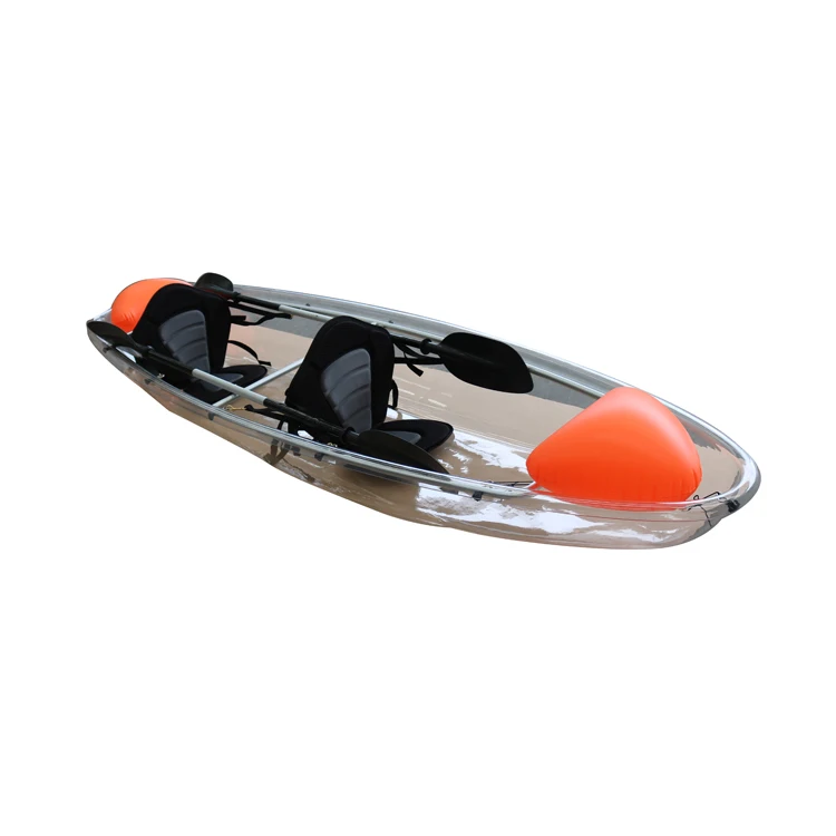 A Sit on top double canoe transparent kayak clear fishing 2 person crystal kayak