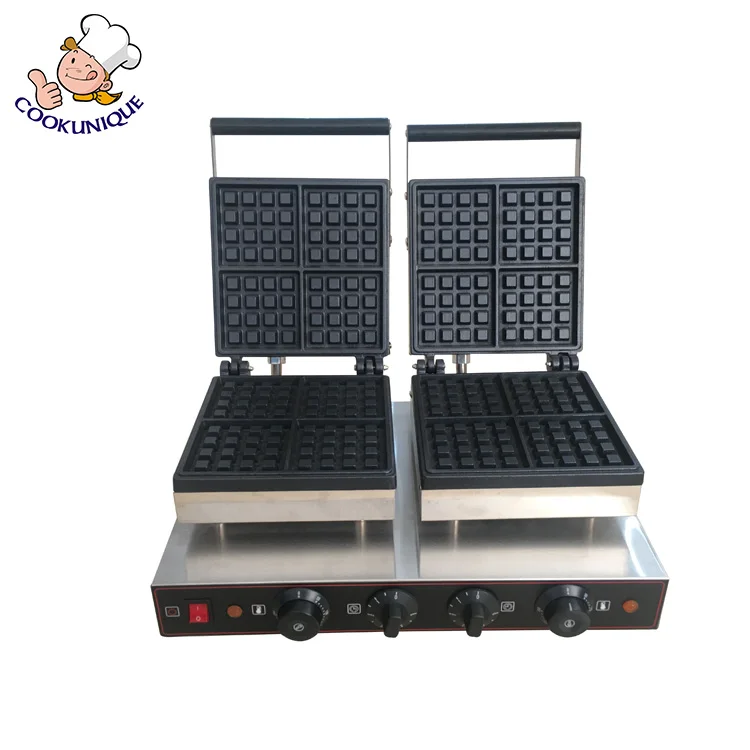 Профессиональная квадратная машина для выпечки вафель с 2 пластинами, одобренная CE