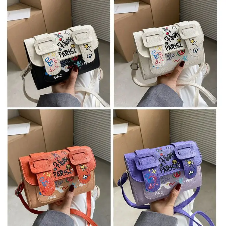 
Graffiti Niche Color Matching Bag Female 2021 New Trendy Ins Shoulder Messenger Bag 