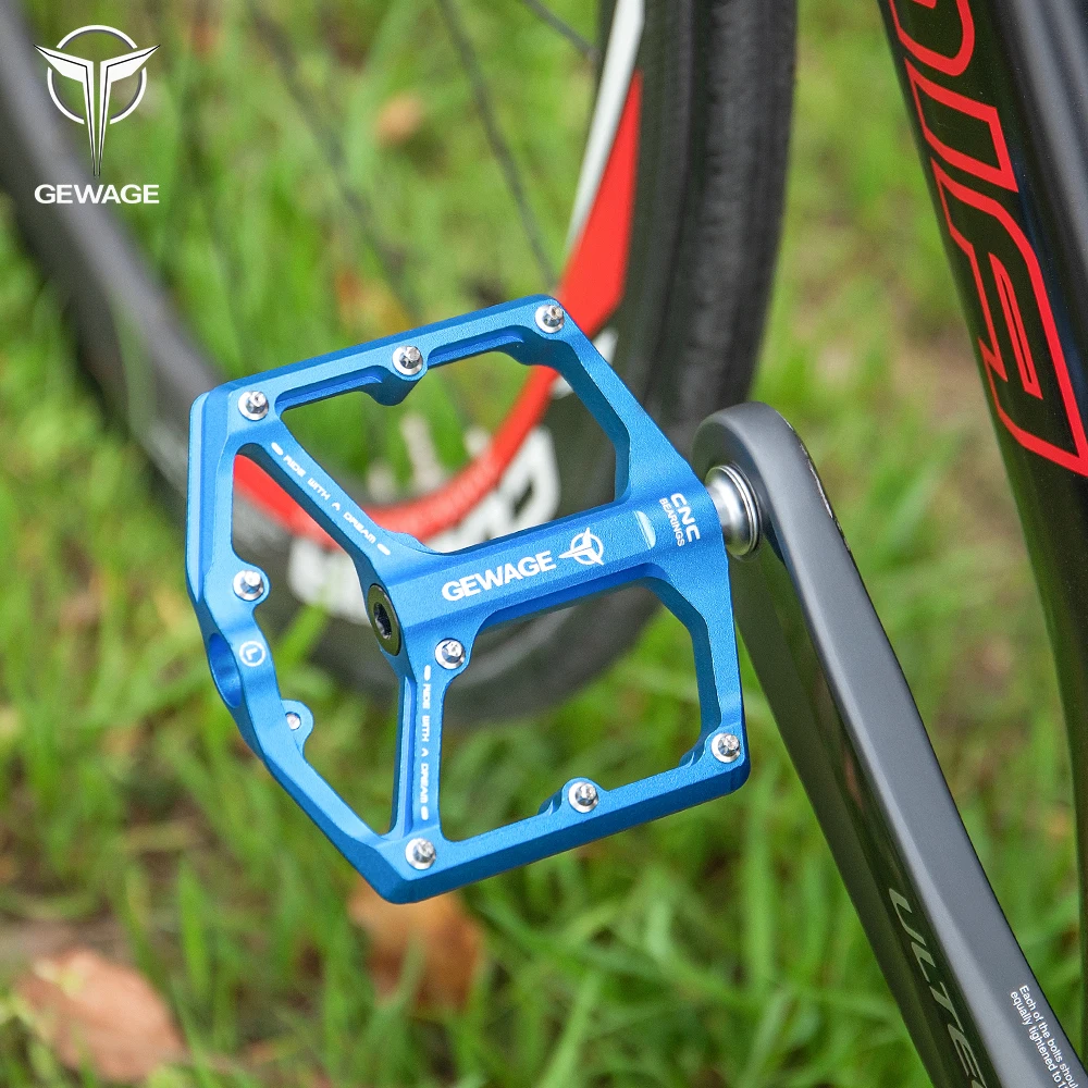 GEWAGE MTB bike pedal aluminum alloy 3 Bearings Widen Anti-slip Bicycle Pedals