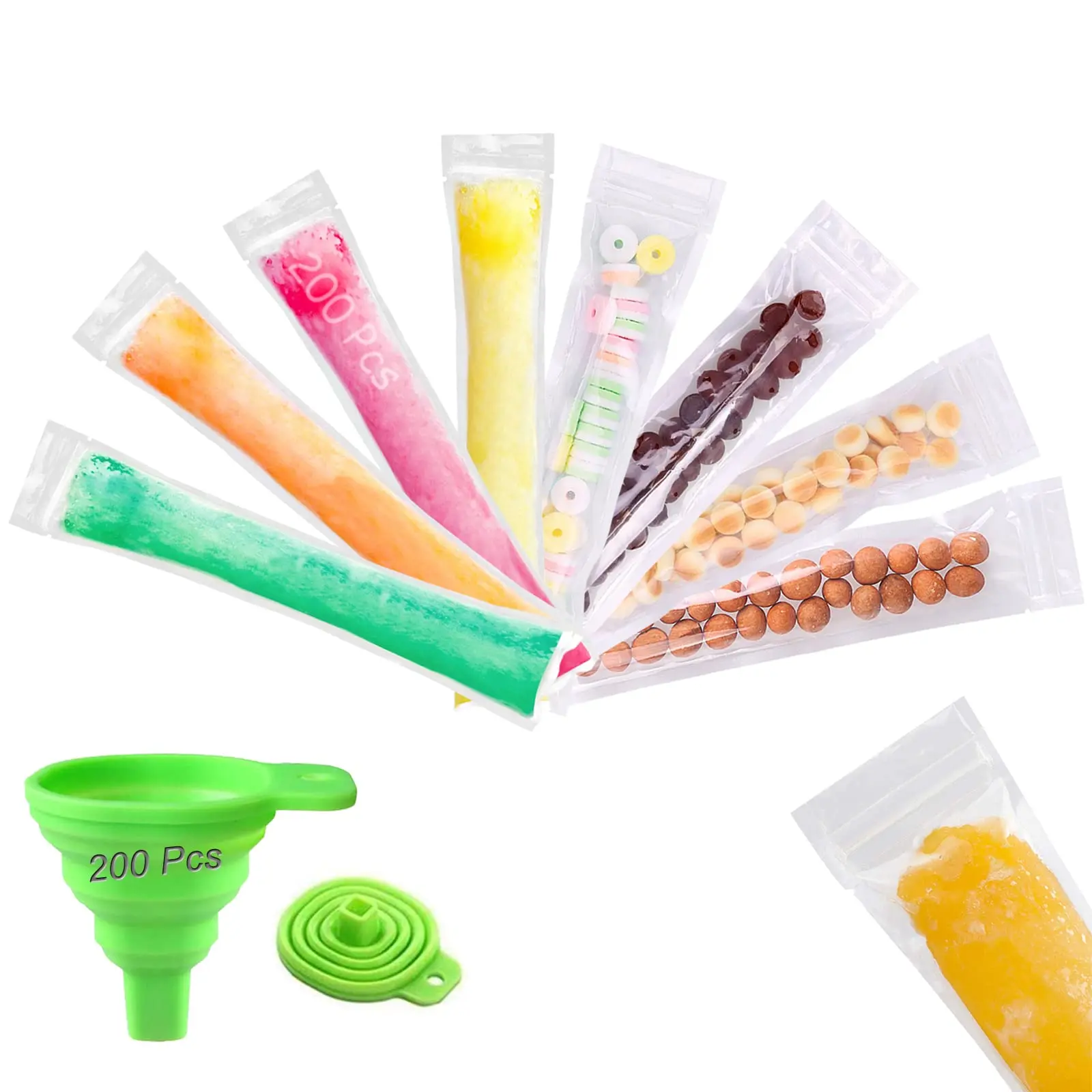 Customized Logo Transparent Biodegradable Ice Cream Pop Pouch Zipper Mold Heat Seal Plastic Popsicle Packaging Bags