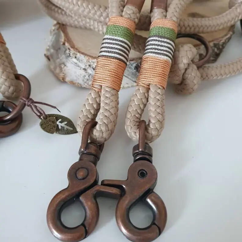 braided double nylon dog paracord custom color luxury slipknot adjustable soft handfree Agility leash with martingale collar