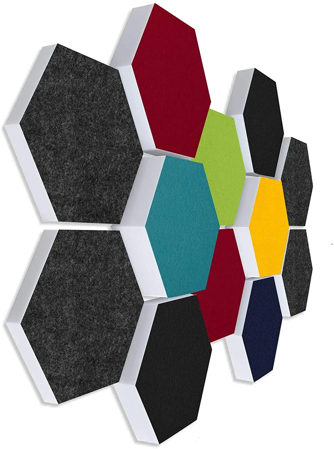 Pet Felt Sound Proof Wall Panel White Polyester Fiber Hexagon Acoustic Panel