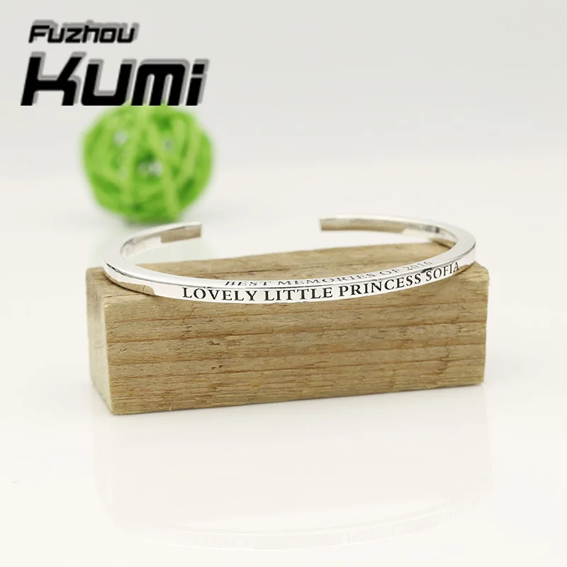 Jewelry Sterling Pure 925 Silver Custom Text Bracelet Bangle for Men Women Engraved Name Words Personalized Cuff