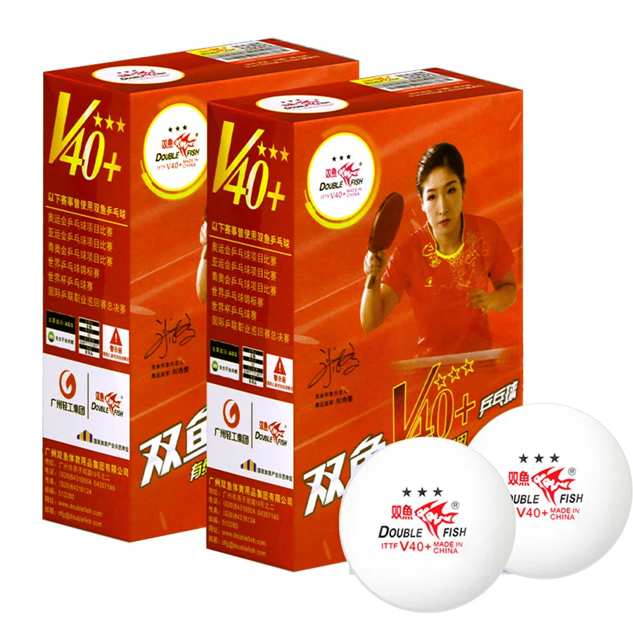 Hot DOUBLEFISH  balls white V40+ New Materials Seamed plastic ittf 3 star  Ping Pong Ball