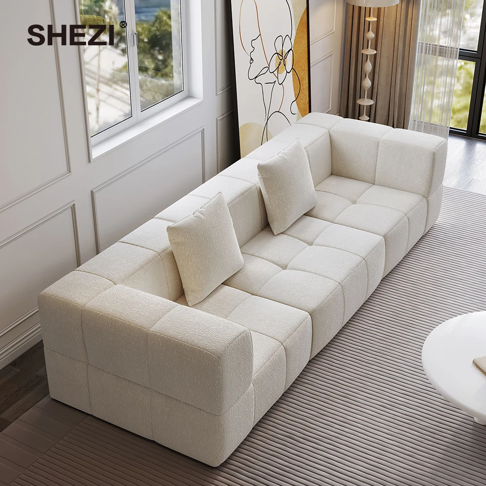 SHEZI Modern style compressed sofa new design high quality compressed sofa in box living room furniture white 3 seaters sofas