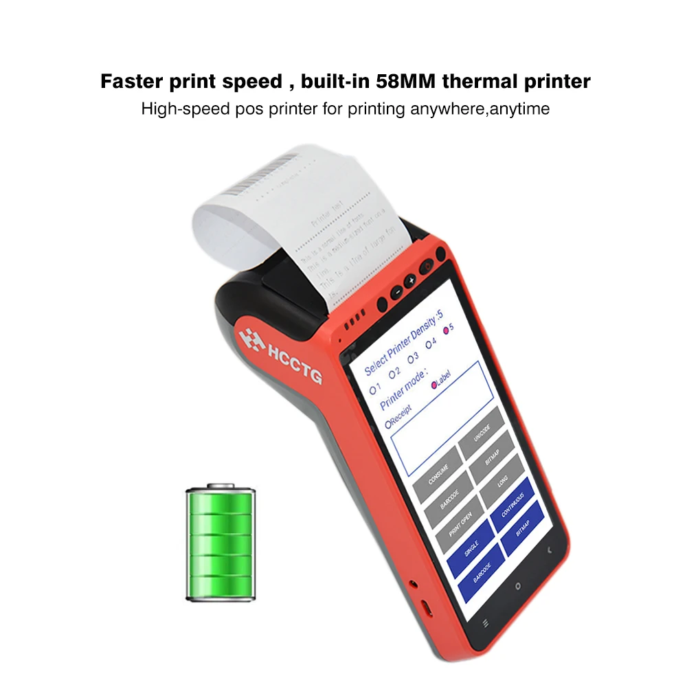 4G/3G/2G Billing Printing POS Device Touch Screen Handheld Android POS Terminal With Fingerprint Z100