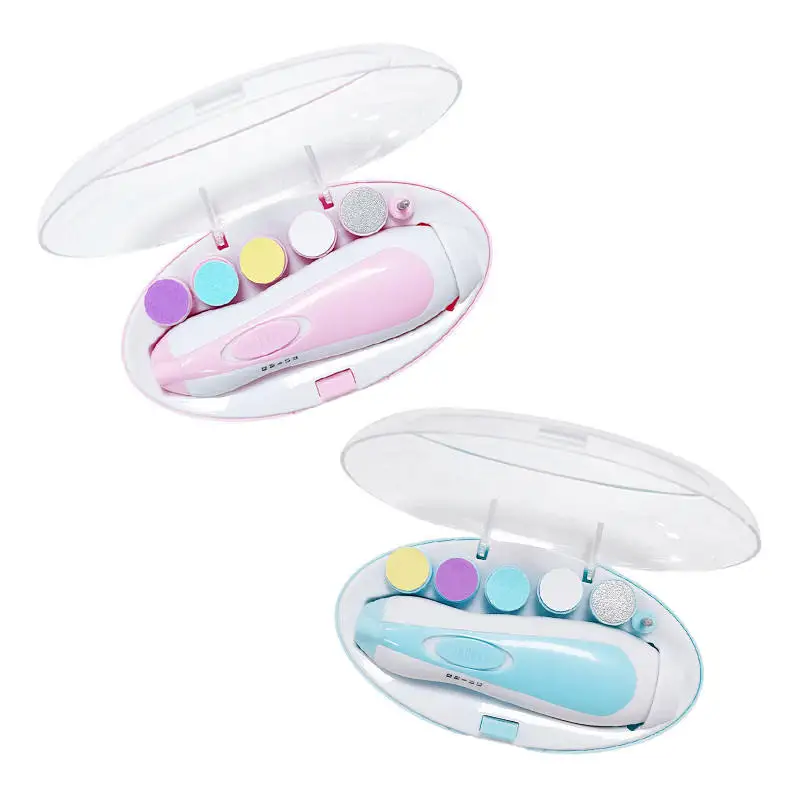 Cheap Factory Price Fashion Amazon Hot-sell Baby Electric Nail Trimmer With 6 Grinding Heads Grooming Tools Kit