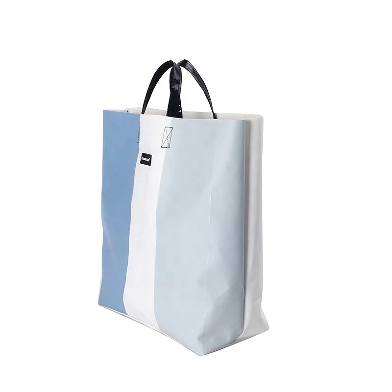 Vintage Tarpaulin tote bag with Inner Pocket Canvas Beach waterproof shopping Bag with stitching color
