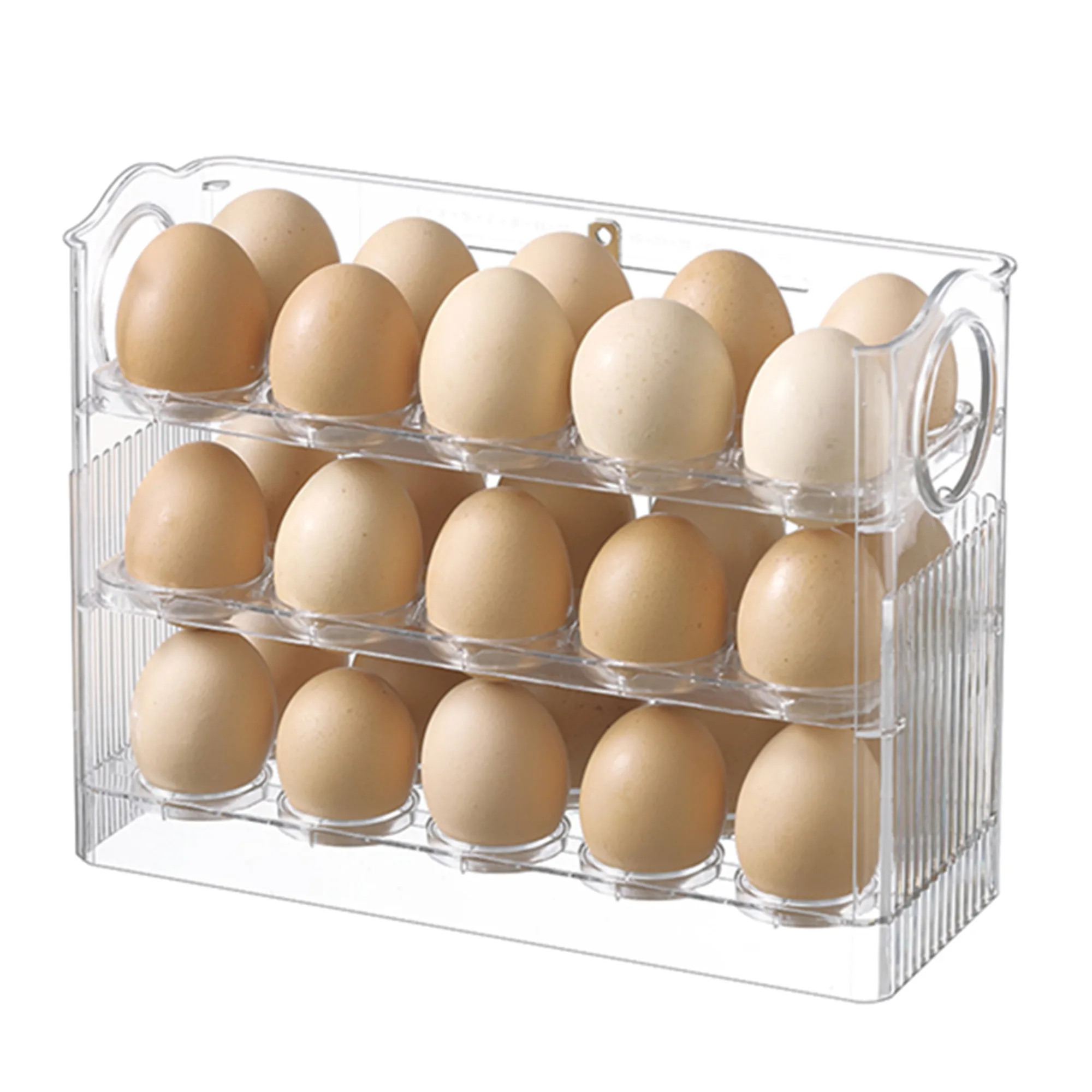 30 Grid Egg Holder for Refrigerator, Clear Plastic Storage Container, Egg Fresh Storage Box for Fridge