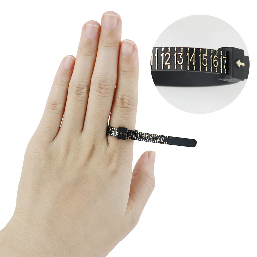 Multi Sizer Ring Sizer Measuring Tool Black/White Plastic Reusable Finger Size Gauge US/UK/EU Ring Sizer Jewelry Sizing Tool