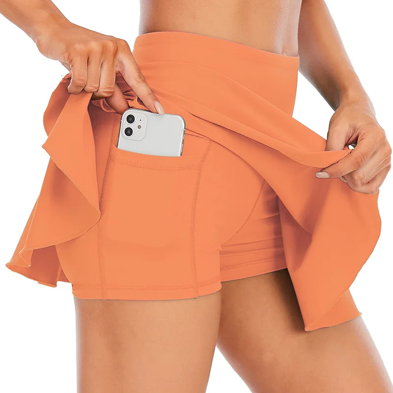 
drop shipping high quality sportswear breathable high waist women tennis skirt with pockets for women 