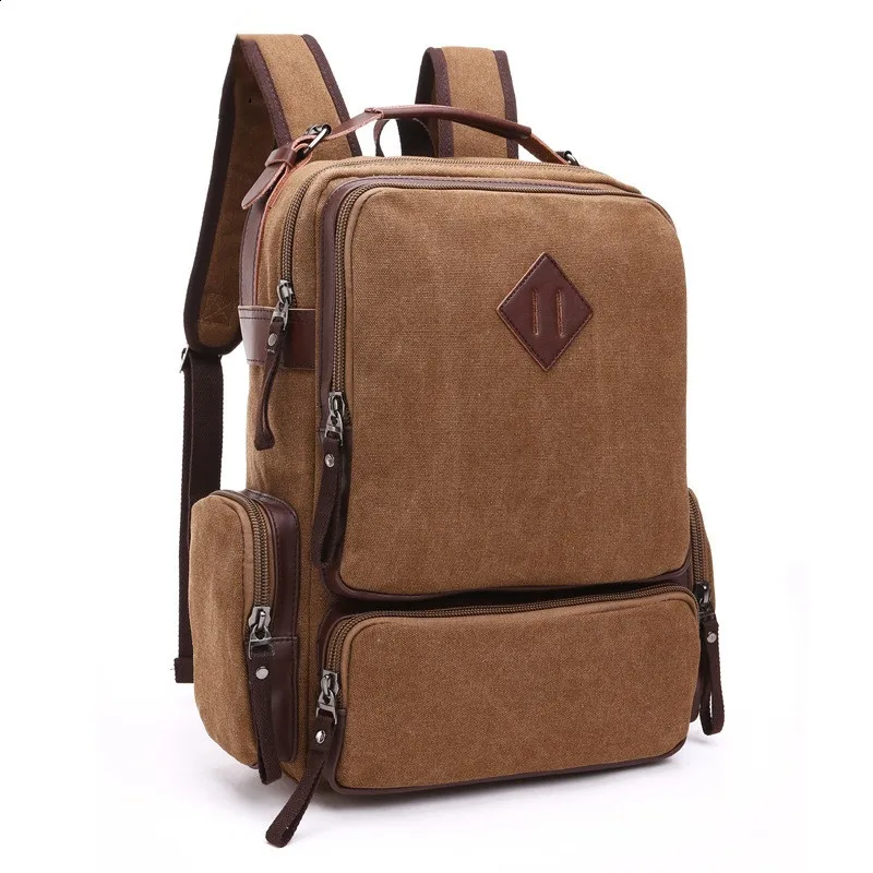 Custom Logo Wholesale Vintage Canvas Large Capacity High School Bag Mens Laptop Back Pack Men Travel Backpack