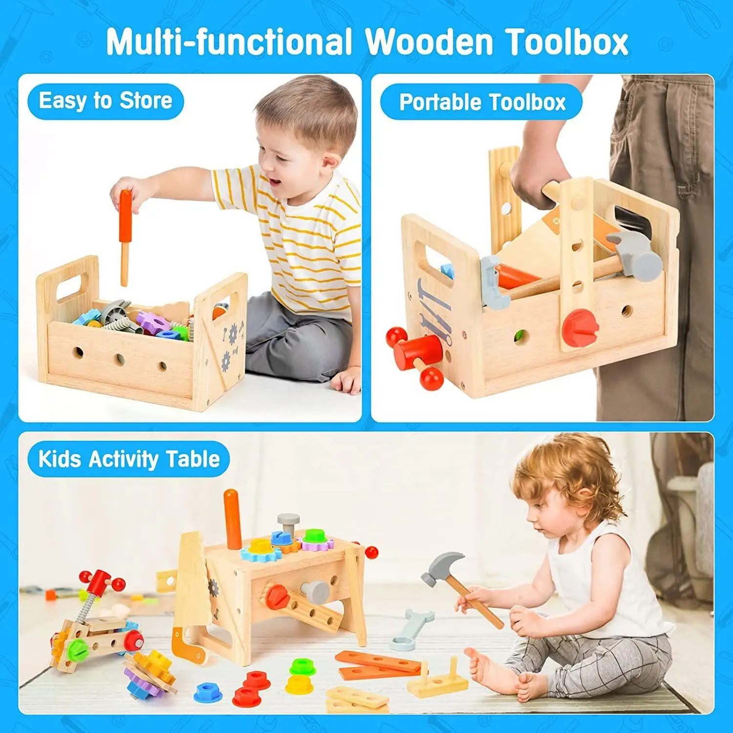 Kids Toys Car Disassembly Tool Suit For Early Education Intellectual Development Fine Motor Skills Portable Toolkit Kids Wooden