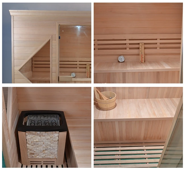 Traditional Steam Sauna Room With Wood Burning Stove