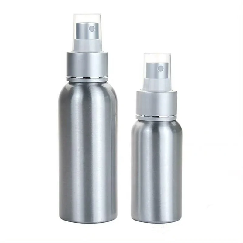 Customize Make-up Fixer Spray Aluminum Bottles Atomizer 30ml 50ml 80ml 100ml Shampoo Lotion Metal Bottle Sprayer Pump