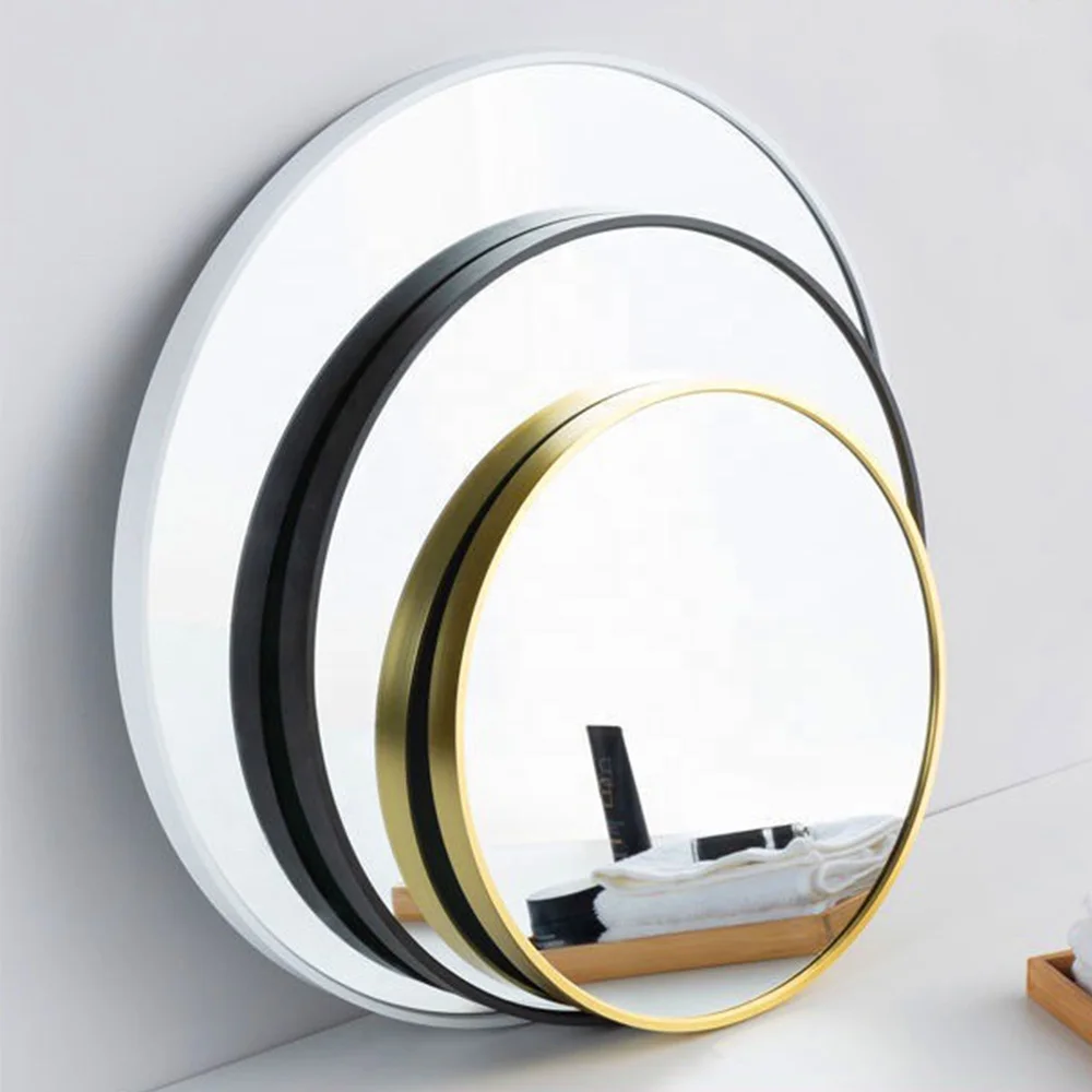 Foryoudecor reusable miroir ovale salle de bain miroir mural  Dia 30 40 50 60 70cm Drawing a circular metal frame wall miroir