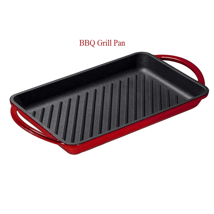 Wholesale Indoor And Outdoor Household Pre-seasoned Cast Iron Griddles Chef Cooking Grill Pans Beef BBQ Roasting Pan