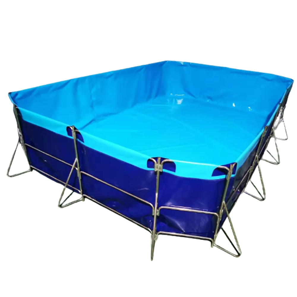 fish tank plastic farm fish plastic pond for fish square shape galvanized pipe frame customized capacity 2.4m3 - 50m3