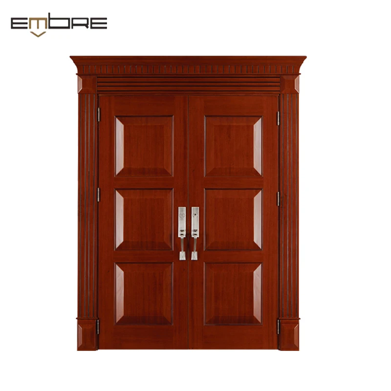 Best prize contemporary high quality main double door wooden fireproof  wooden main door for entry