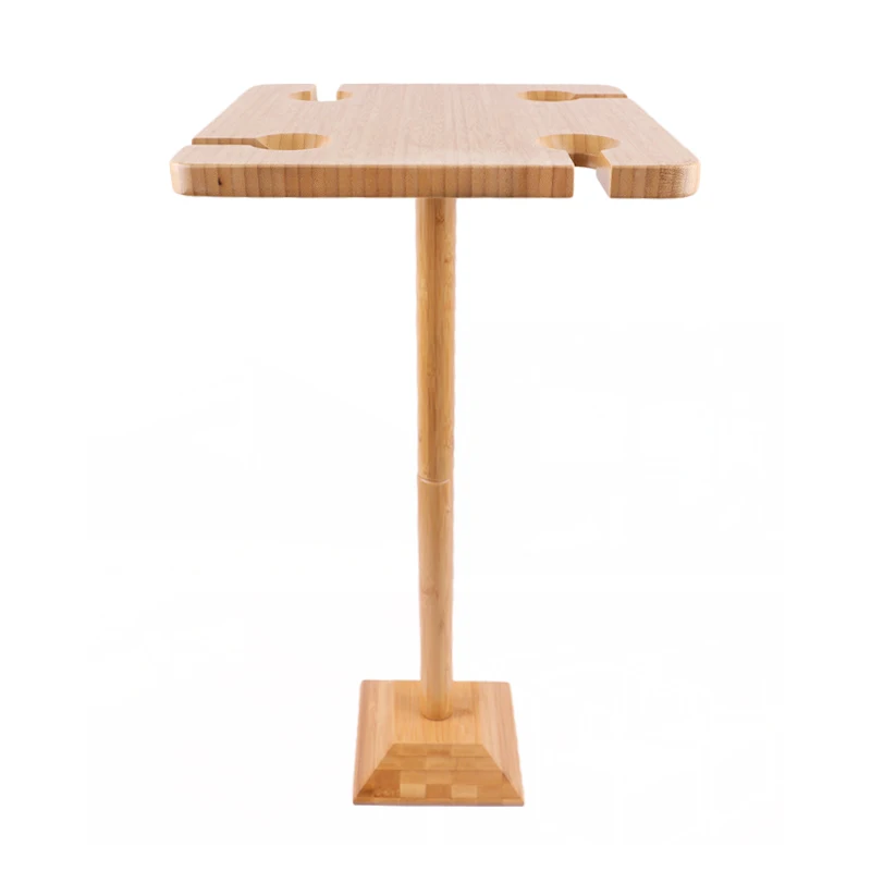 eco-friendly bamboo portable small  outdoor tables dining tables with wine glass holder